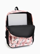 Рюкзак школьный на молнии, с карманами, с рисунками, размер 30×13×42 см, серый/розовый - Фото 7