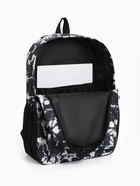 Рюкзак школьный на молнии, с карманами, с принтом, размер 30×13×42 см, чёрный/белый - Фото 10