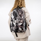 Рюкзак школьный на молнии, с принтом, размер 30×13×42 см, чёрный - Фото 2