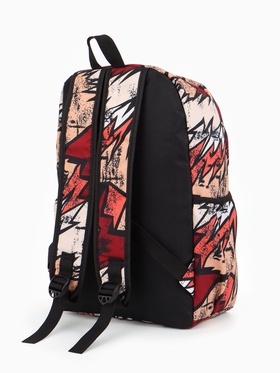 Рюкзак школьный, на молнии, три наружных кармана, с принтом, 30×13×42 см, разноцветный  (артикул 9868063)  большой выбор товаров оптом и в розницу по низким ценам с доставкой