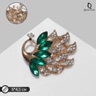 Брошь «Павлин», бело-зелёная в золоте - Фото 3