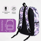 Рюкзак школьный из текстиля на молнии, 3 кармана, цвет сиреневый - фото 12029434