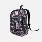 Рюкзак школьный на молнии, 3 наружных кармана, цвет розовый/чёрный - фото 10960921