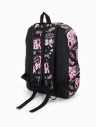 Рюкзак молодёжный на молнии, с карманами, размер 30×13×42 см, чёрный/розовый - Фото 8