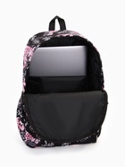 Рюкзак молодёжный на молнии, с карманами, размер 30×13×42 см, чёрный/розовый - Фото 4