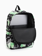 Рюкзак молодёжный на молнии, с карманами, размер 30×13×42 см, чёрный/зелёный - Фото 7