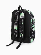 Рюкзак молодёжный на молнии, с карманами, размер 30×13×42 см, чёрный/зелёный - Фото 4