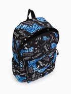 Рюкзак молодёжный на молнии, с карманами, размер 30×13×42 см, чёрный/синий - Фото 4