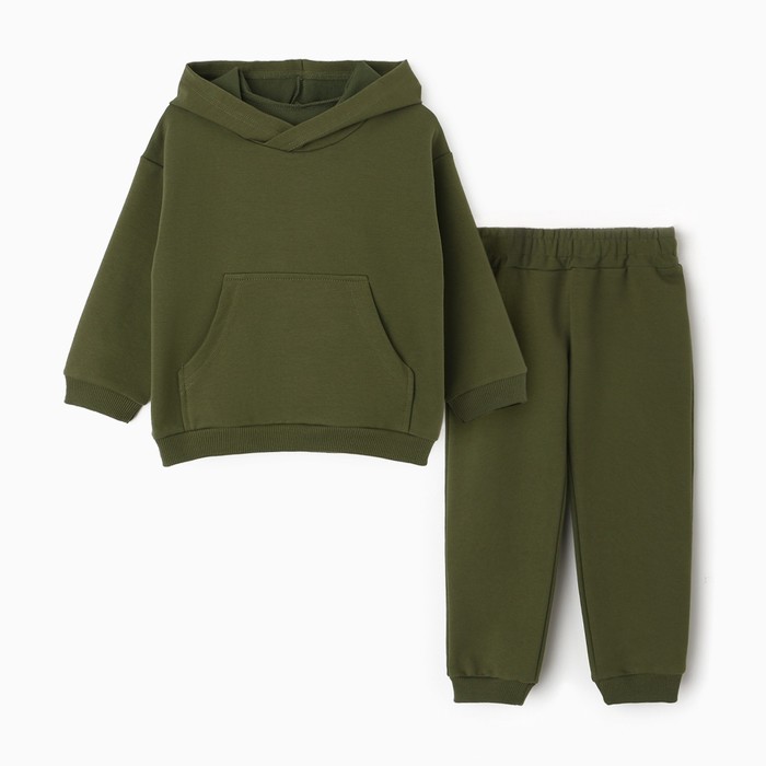 Костюм детский (толстовка, брюки), цвет зелёный, рост 86 см - Фото 1