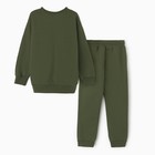 Костюм для мальчика (свитшот, брюки), цвет тёмный хаки, рост 104 см - фото 24399677