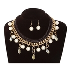 Набор 2 предмета: серьги, колье «Модный стиль», бусинки на цепочке, цвет черно-белый - Фото 1