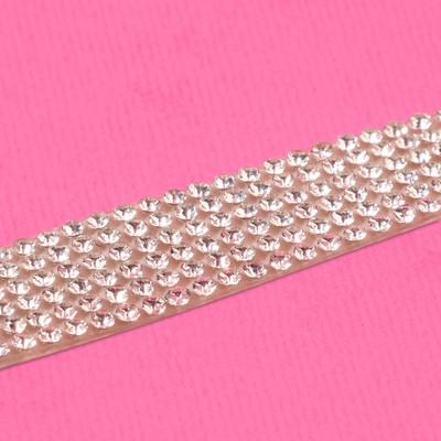 Стразы самоклеящиеся, d=2×14 мм, 4.5±0.5 м, цвет серебряный