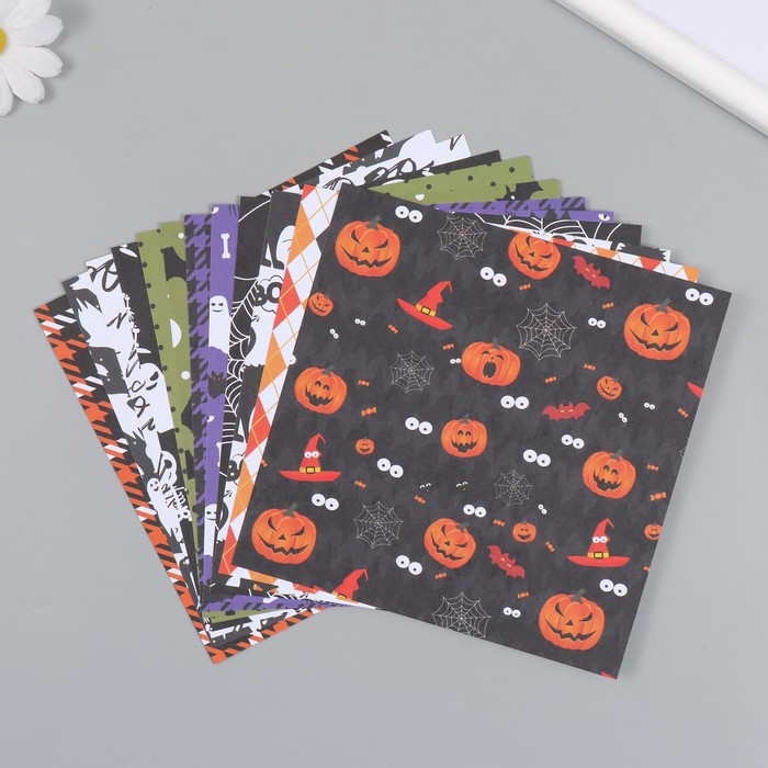Набор бумаги для скрапбукинга 12 листов 12 дизайнов "Хэллоуин" 160 гр 15,2х15,2 см - Фото 1