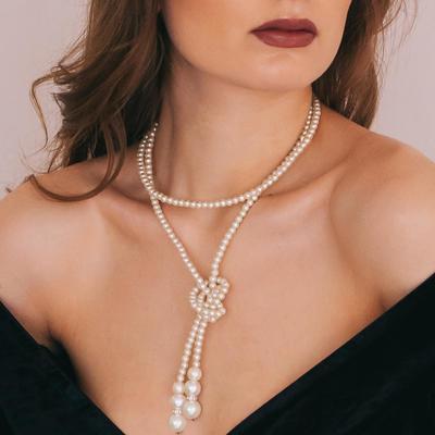 Бусы «Жемчуг» узел, шар №2.6.8.10, цвет молочный, 60 см