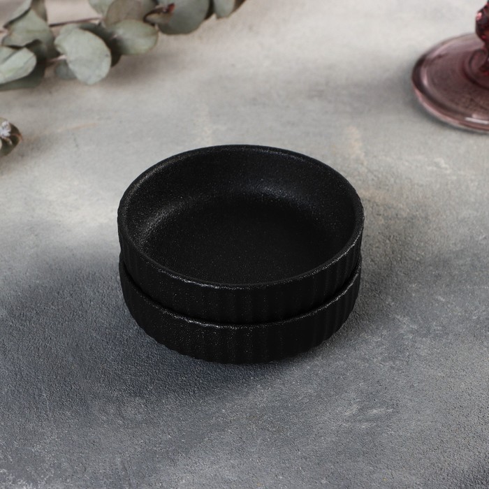 Соусники Magistro Line, 90 мл, фасовка 2 шт., керамика, чёрные - Фото 1