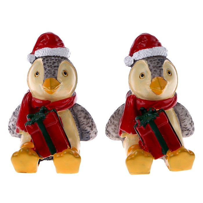 Миниатюра кукольная «Новогодний пингвин», набор 2 шт., размер 1 шт. — 3 × 3,5 × 3 см - фото 1885769576