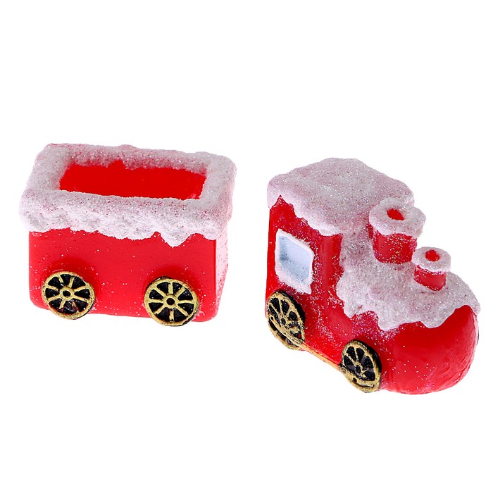 Миниатюра кукольная «Новогодний паравозик с вагоном» - фото 1885769584