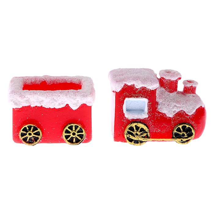 Миниатюра кукольная «Новогодний паравозик с вагоном» - фото 1907840995