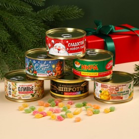 Монпансье новогоднее в консервной банке «Консервированный и классический НГ», 6 шт. х 100 г