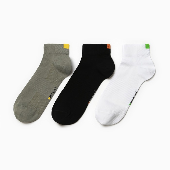 Набор мужских носков (3 пары), цвет белый/оливка/чёрный, размер 27-29 - Фото 1