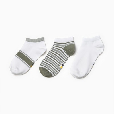 Набор детских носков (3 пары), цвет белый/оливка, размер 16