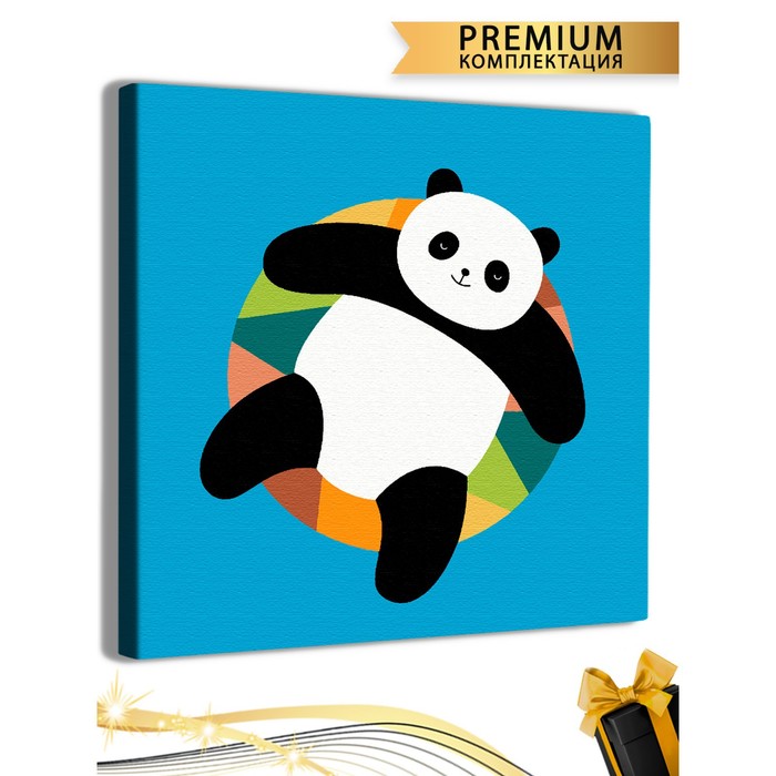 Картина по номерам «Панда на цветном круге»холст на подрамнике, 20 × 20 см - Фото 1