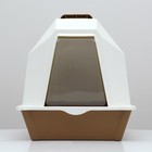 Туалет для кошек фигурный закрытый с совком, 54 х 37 х 40 см, бело-коричневый - Фото 4