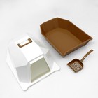 Туалет для кошек фигурный закрытый с совком, 54 х 37 х 40 см, бело-коричневый - Фото 9