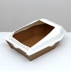 Туалет для кошек фигурный с бортом с совком, 54 х 38 х 20 см, бело-коричневый - фото 320167536