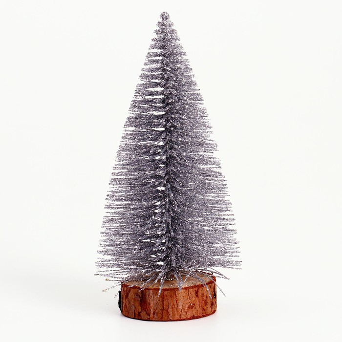 Декор новогодний «Ёлка в серебристом цвете с блёстками», 8×8×15 см - Фото 1