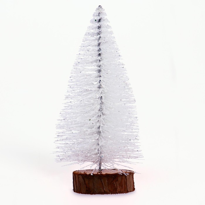 Декор новогодний «Ёлка в белом цвете с блёстками», 8×8×15 см - Фото 1