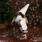 Дед Мороз "В клетчатом жилете, с фонариком" 28 см, серо-белый - фото 3299278