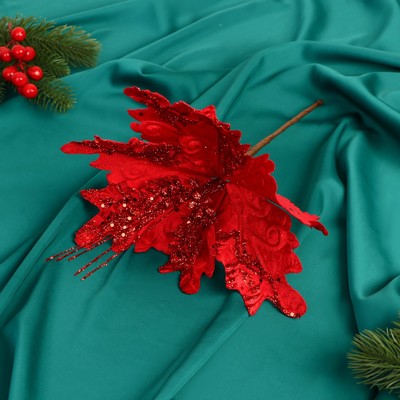 Декор «Зимний цветок», узоры, 24×15 см, красный