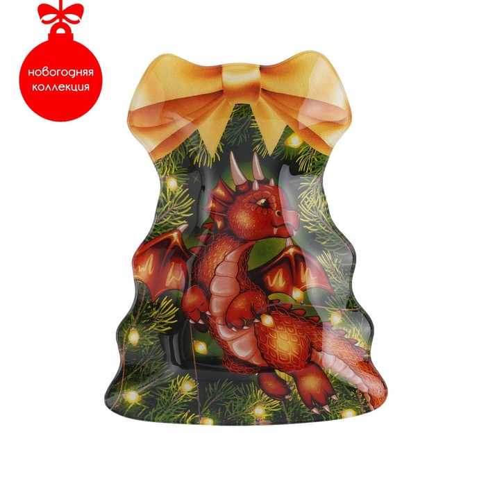 Блюдо стеклянное сервировочное Доляна «Ёлочка с бантом. Дракоша», 21×16 см - Фото 1