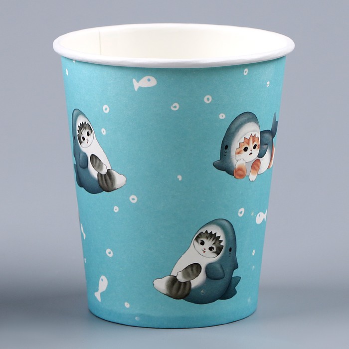 Стакан бумажный «Котики. Акула», 250 мл 9826257