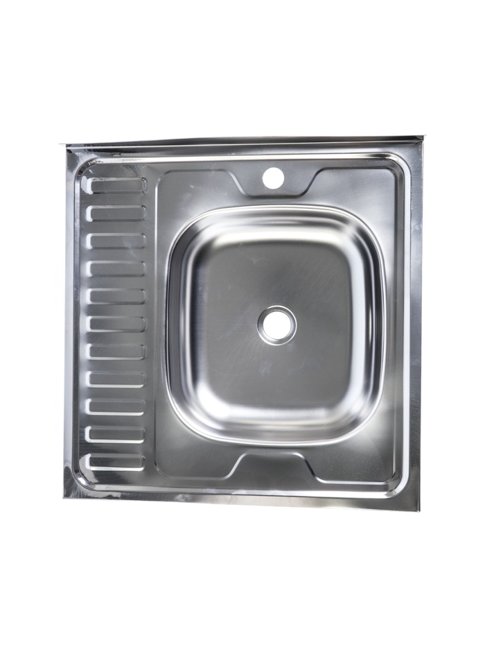УЦЕНКА Мойка кухонная «Владикс», накладная, без сифона, 60×60 см, правая, нерж. сталь 0.4 мм - Фото 1