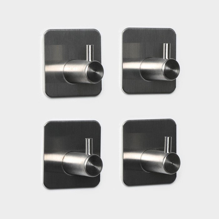 Крючки самоклеящиеся для ванной комнаты Штольц Stölz, 4 шт, цвет серебристый - фото 1900530565