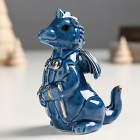 Сувенир керамика "Дракоша джентльмен во фраке" сине-золотой 7,3х5х9,5 см