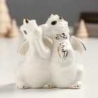 Сувенир керамика "Дракончики - поцелуй" бело-золотой 5х9х8,5 см - фото 11038305