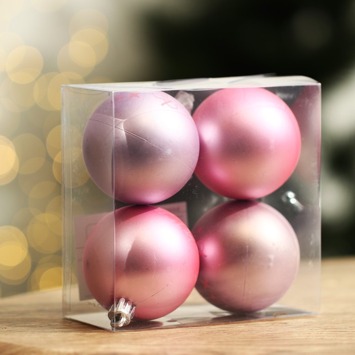 Ёлочные шары новогодние «Верь в чудеса!», на Новый год, пластик, d-6, 4 шт, пыльно-розовая гамма