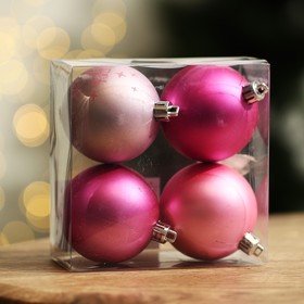 Ёлочные шары новогодние «Верь в чудеса!», на Новый год, пластик, d-6, 4 шт, нежно розовый и ярко-розовый
