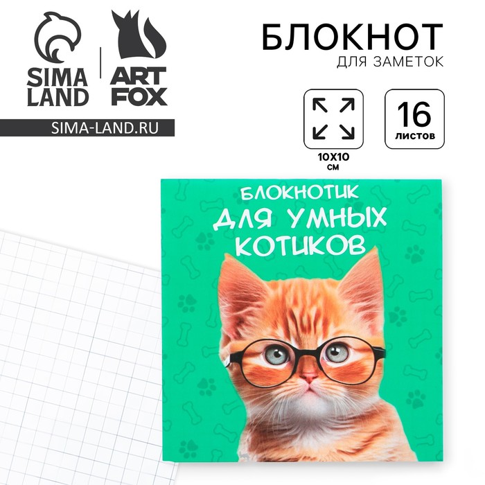 

Блокнот 10х10, 16 листов «Кот»