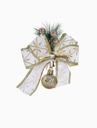 Ёлочные игрушки 2 шт. «Зимнее волшебство. Еловая композиция» пластик, бант с принтом, 11×13 см, бело-золотой - Фото 7