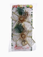 Ёлочные игрушки 2 шт. «Зимнее волшебство. Еловая композиция» пластик, бант с принтом, 11×13 см, бело-золотой - Фото 9