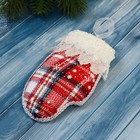 Ёлочная игрушка «Рукавица элит» 7×12 см, красно-белый - Фото 2