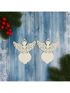 Ёлочные игрушки 2 шт. «Ангелочек люкс» 9×11 см, белый - Фото 2
