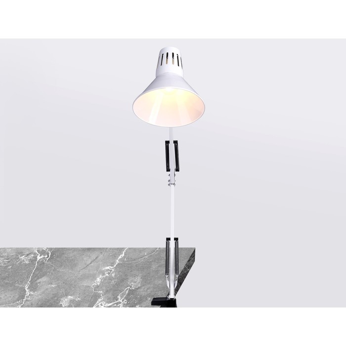 Настольная лампа со сменной лампой E27 на струбцине Ambrella light, Desk, DE7719, E27, цвет белый - фото 1907843432