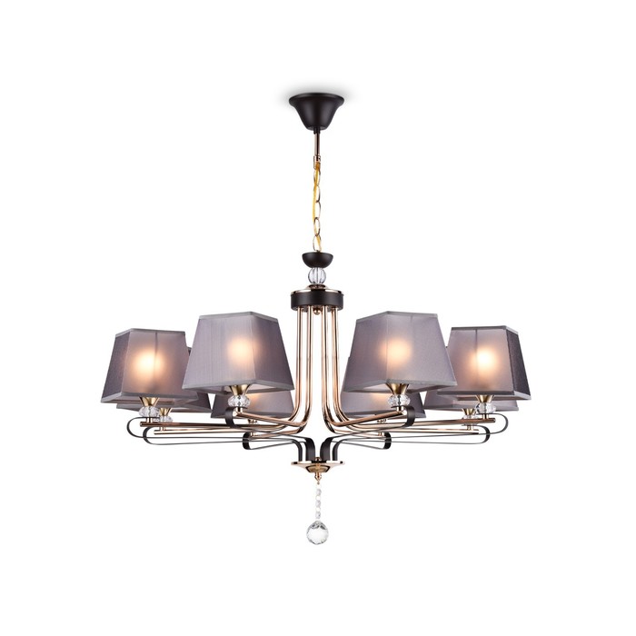 Люстра подвесная с абажуром и хрусталём Ambrella light, Modern, TR4618, 8хE27, цвет кофе, золото - Фото 1