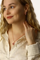 Гарнитур 3 предмета: серьги, кулон, кольцо «Эдель» ромб совершенство, цвет розовый в золоте, 45 см - Фото 4