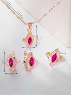 Гарнитур 3 предмета: серьги, кулон, кольцо «Эдель» ромб совершенство, цвет розовый в золоте, 45 см 897216